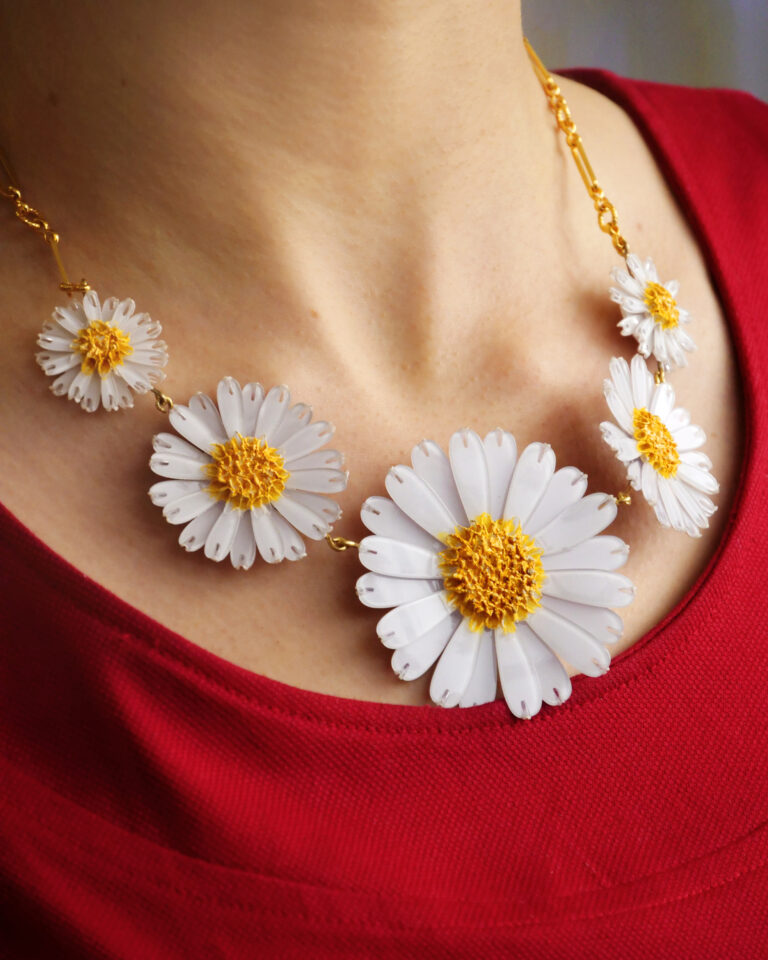 White Daisy Pendant With Earring | Buy Latest Jewellery Up to 70% Off