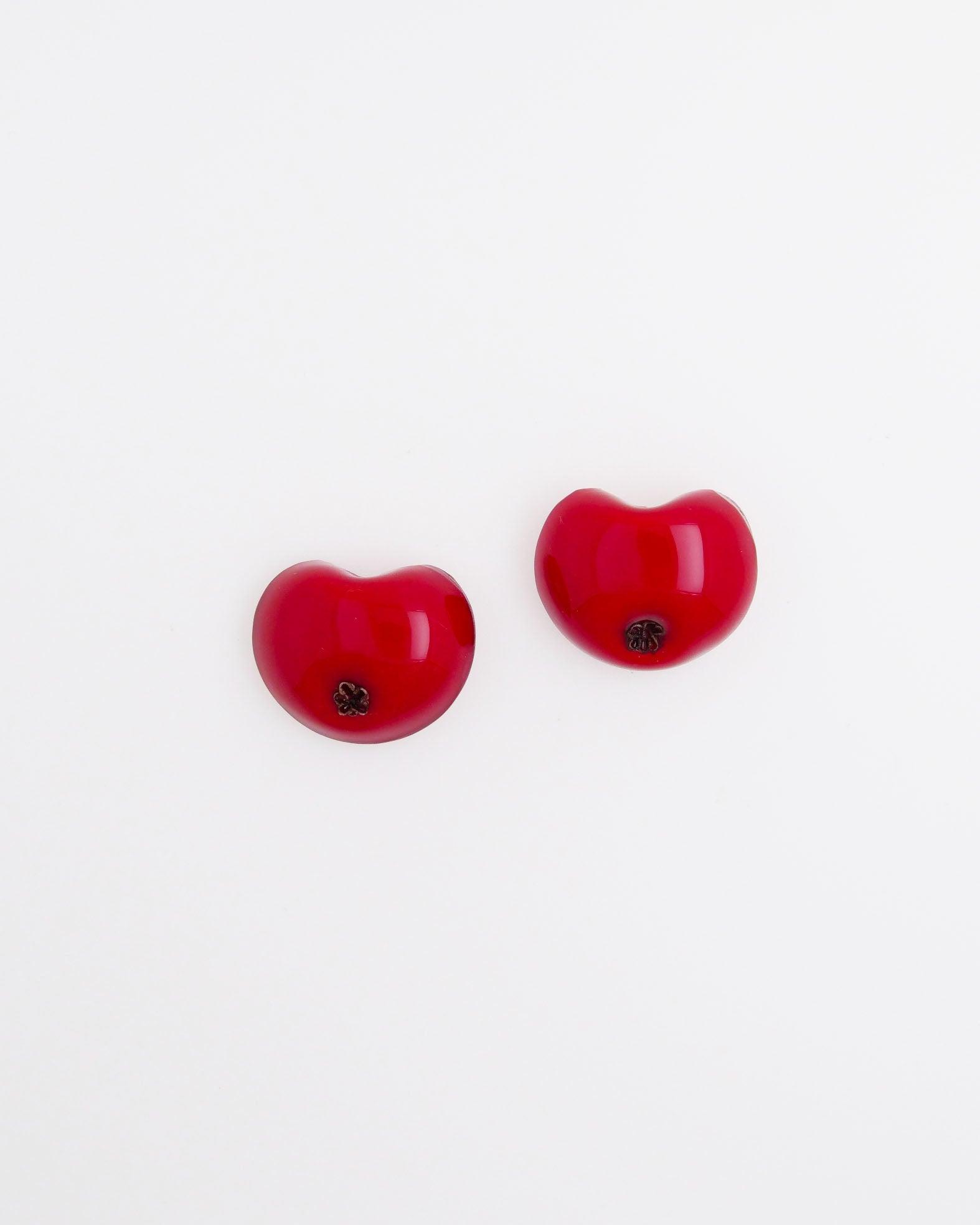 Petites boucles d'oreilles pommes rouges attaches clips