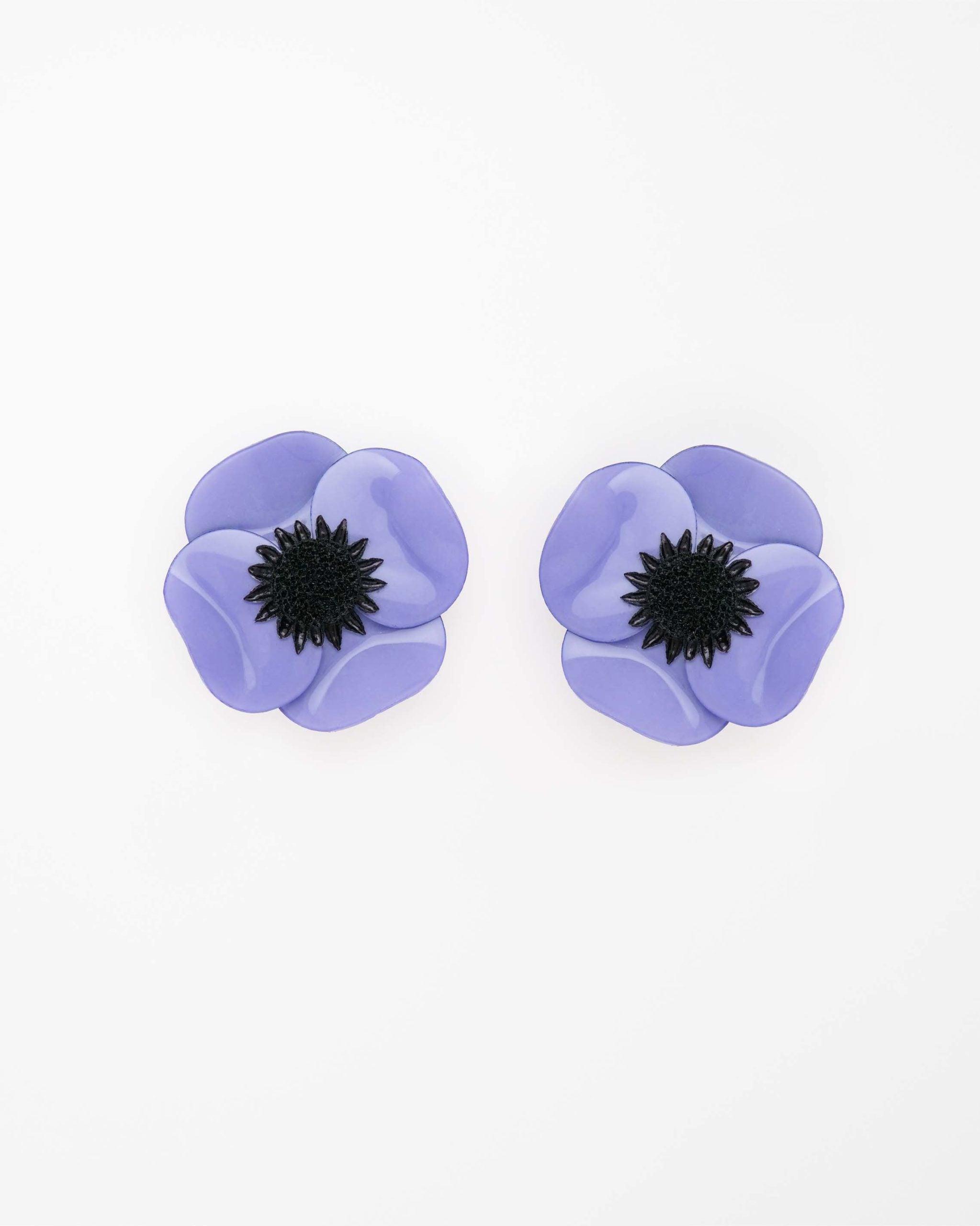 Grandes boucles d'oreilles courtes anemone bleuet 