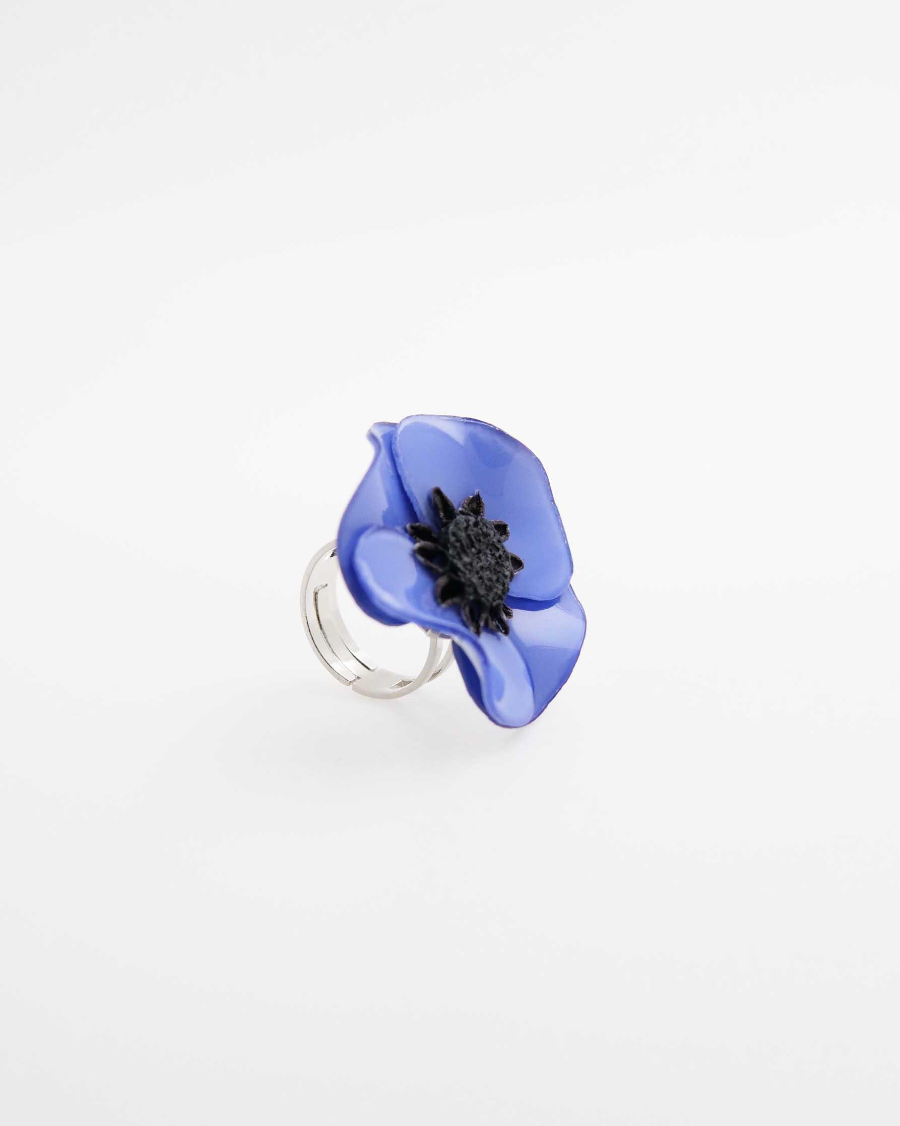 all-groups bague anemone fantaisie bleuet sur fond blanc