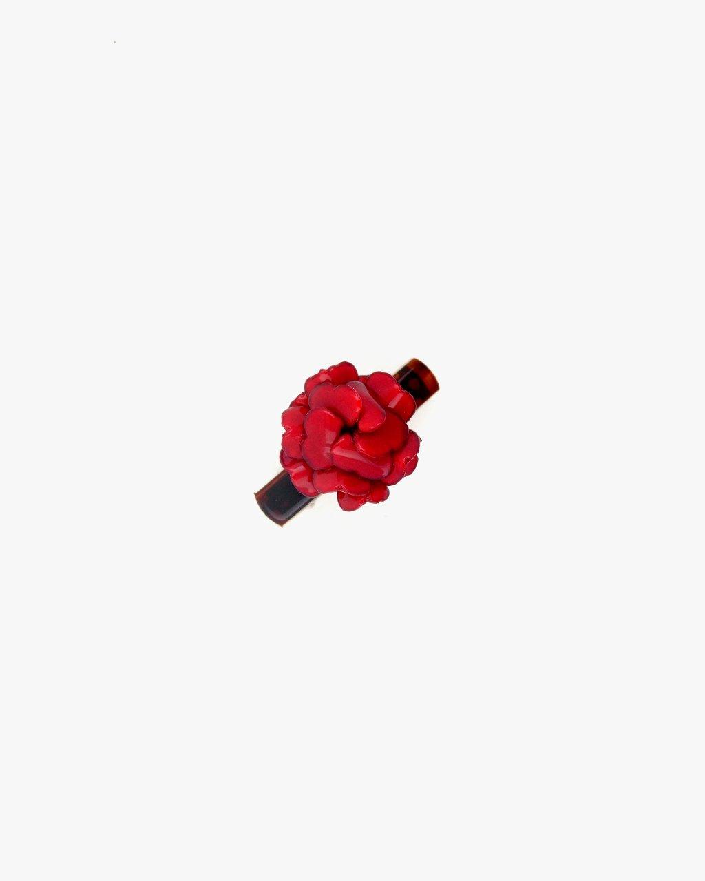 barrette géranium avec 1 fleur rouge pour femme