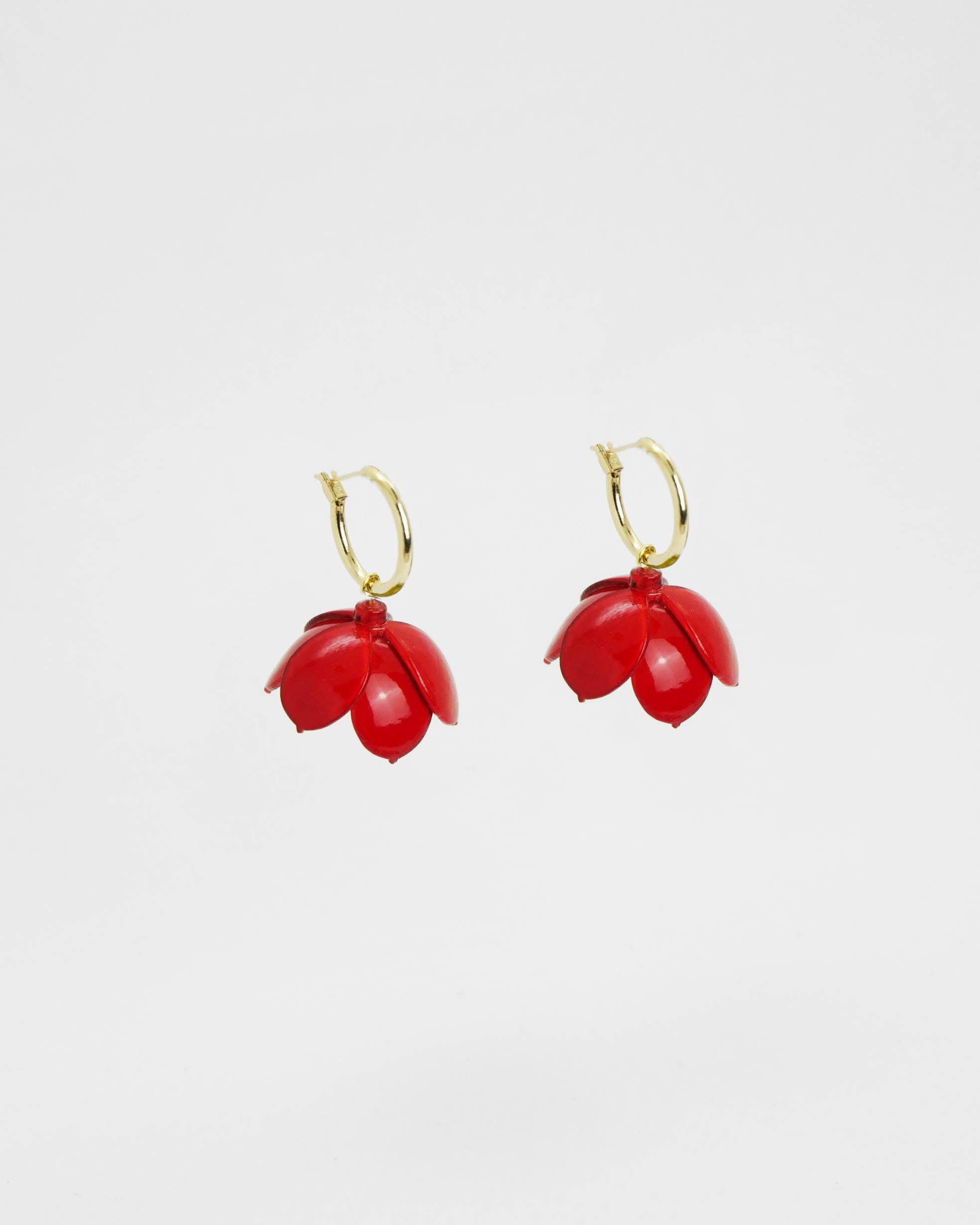 Boucles d'oreilles rouges sans perles petit modèle