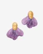 boucles d'oreilles courtes violettes et dorées