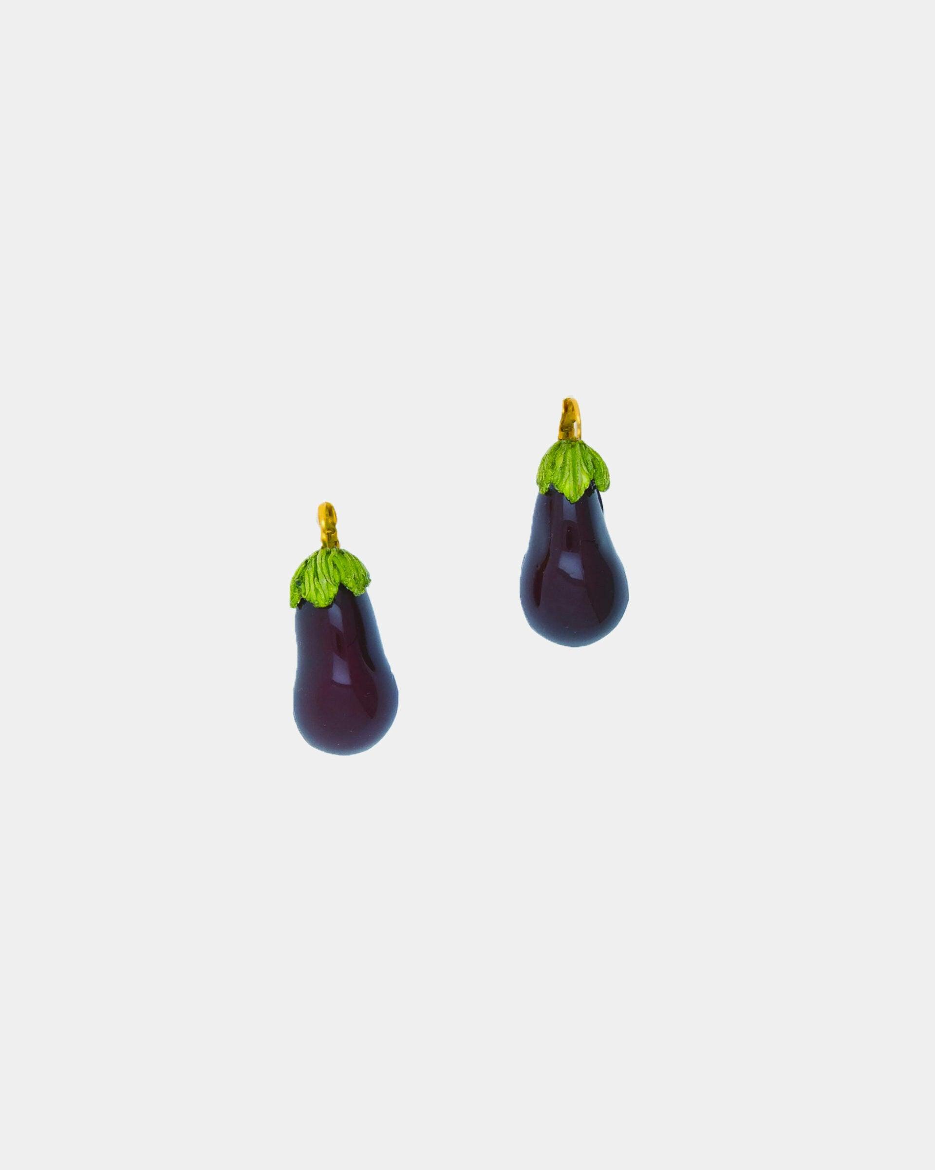 boucles d'oreilles aubergines originales avec attaches dormeuses 