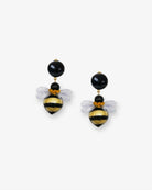 bijoux boucles d'oreilles pendantes en forme d'abeille dorées avec un cabochon noir 