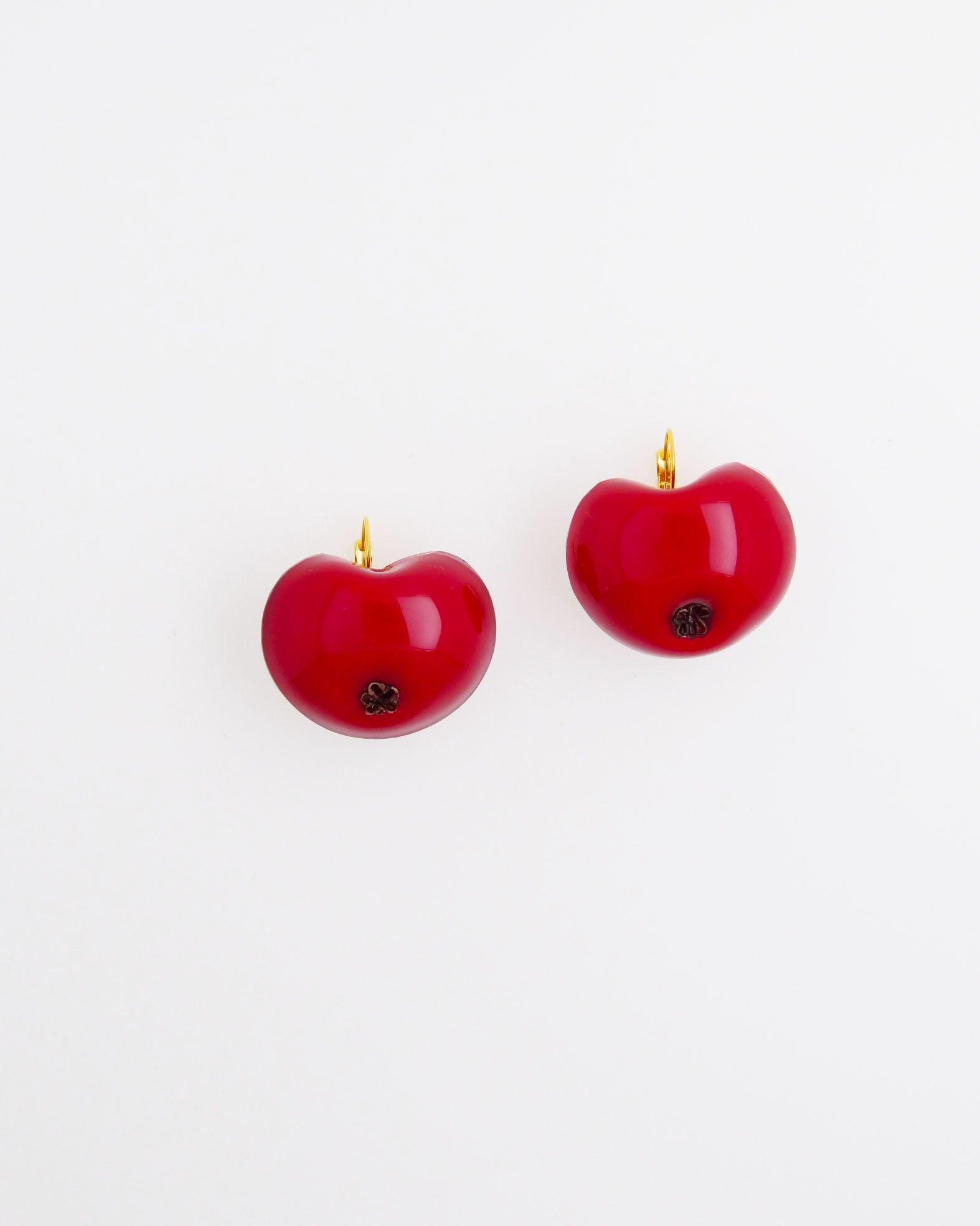 Boucles d'oreilles pommes rouges attaches dormeuses 