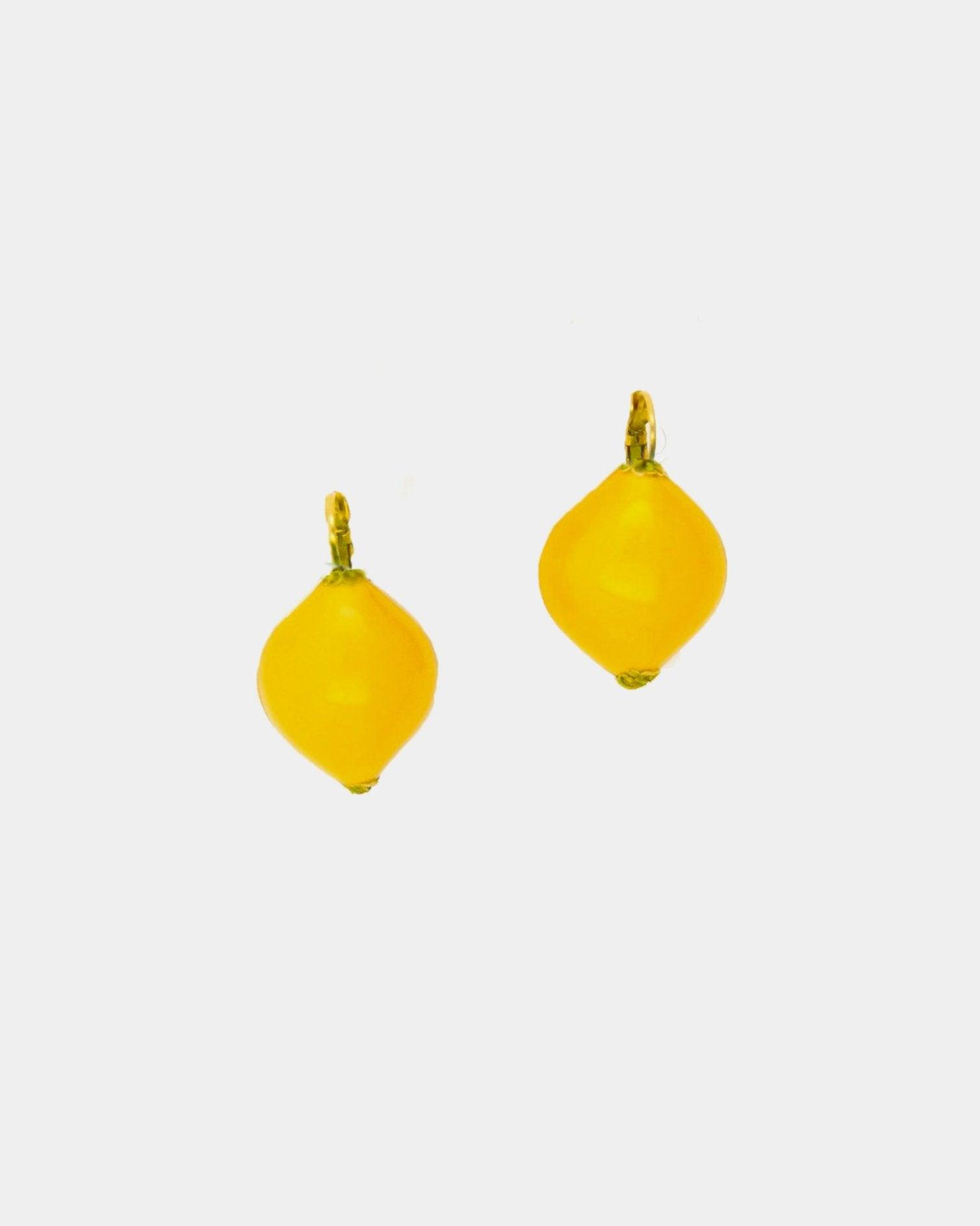 Boucles d'oreilles botanica citron jaune attache dormeuse 