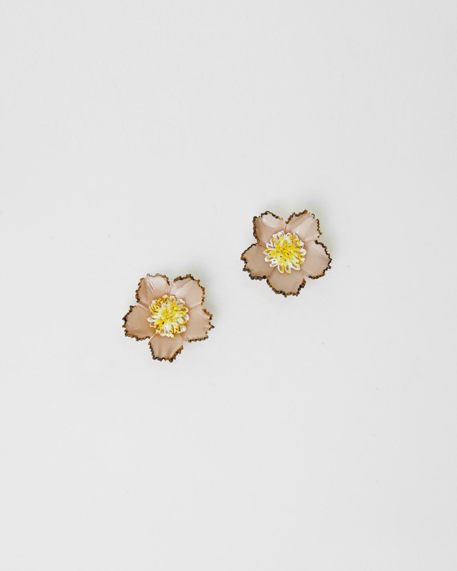 Mini boucles roses pales fleuries