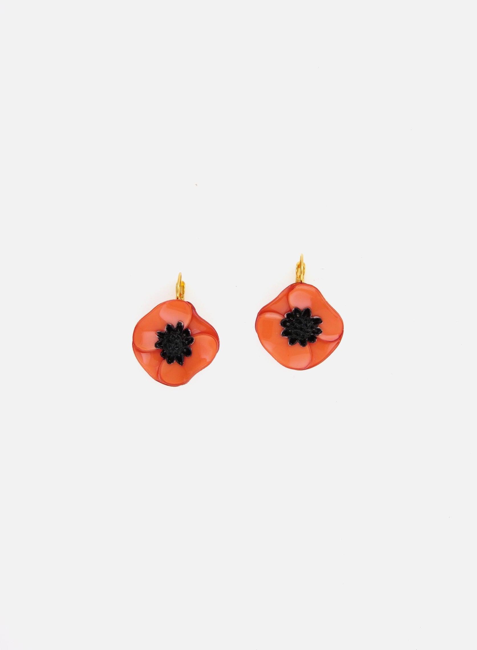 Petites boucles d'oreilles fleurs orange 