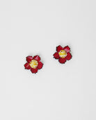 Petites boucles d'oreilles rouges originales fleurs