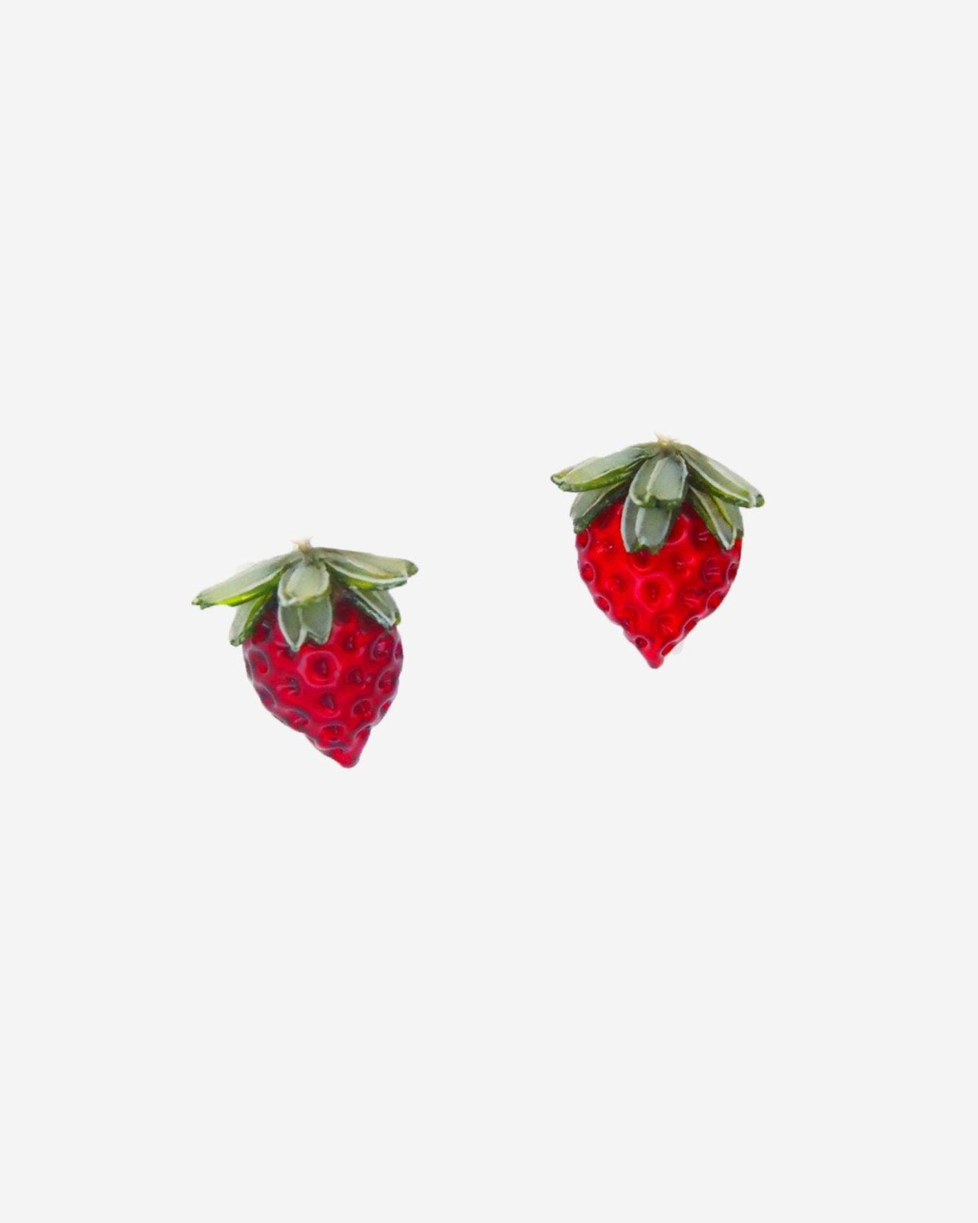 Boucles d'oreilles botanica fruit fraise rouge