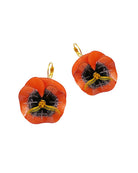 Grandes boucles d'oreilles oranges pensee attaches dormeuses 