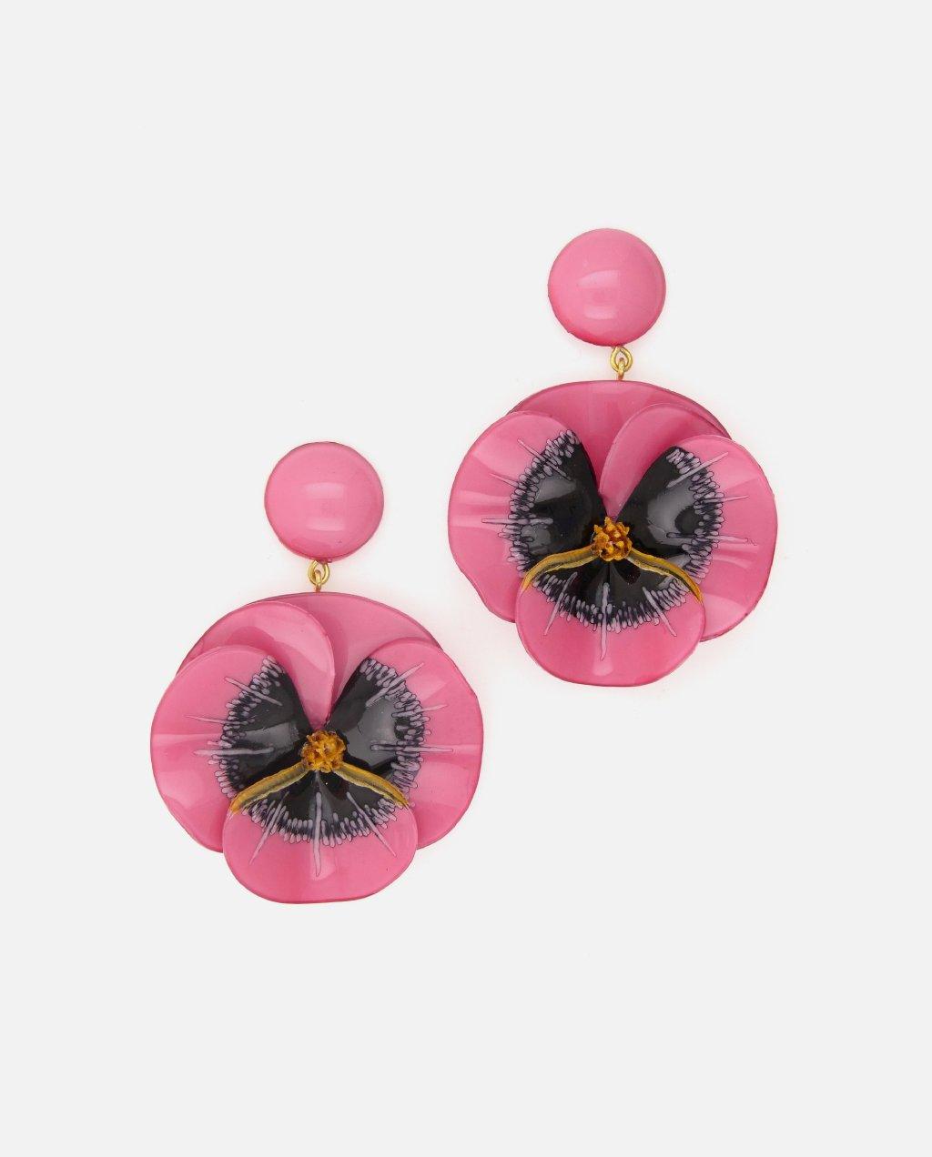 Paire de boucles d'oreilles roses fleurs 