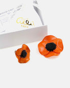 boucles d'oreilles et broche oranges anemone