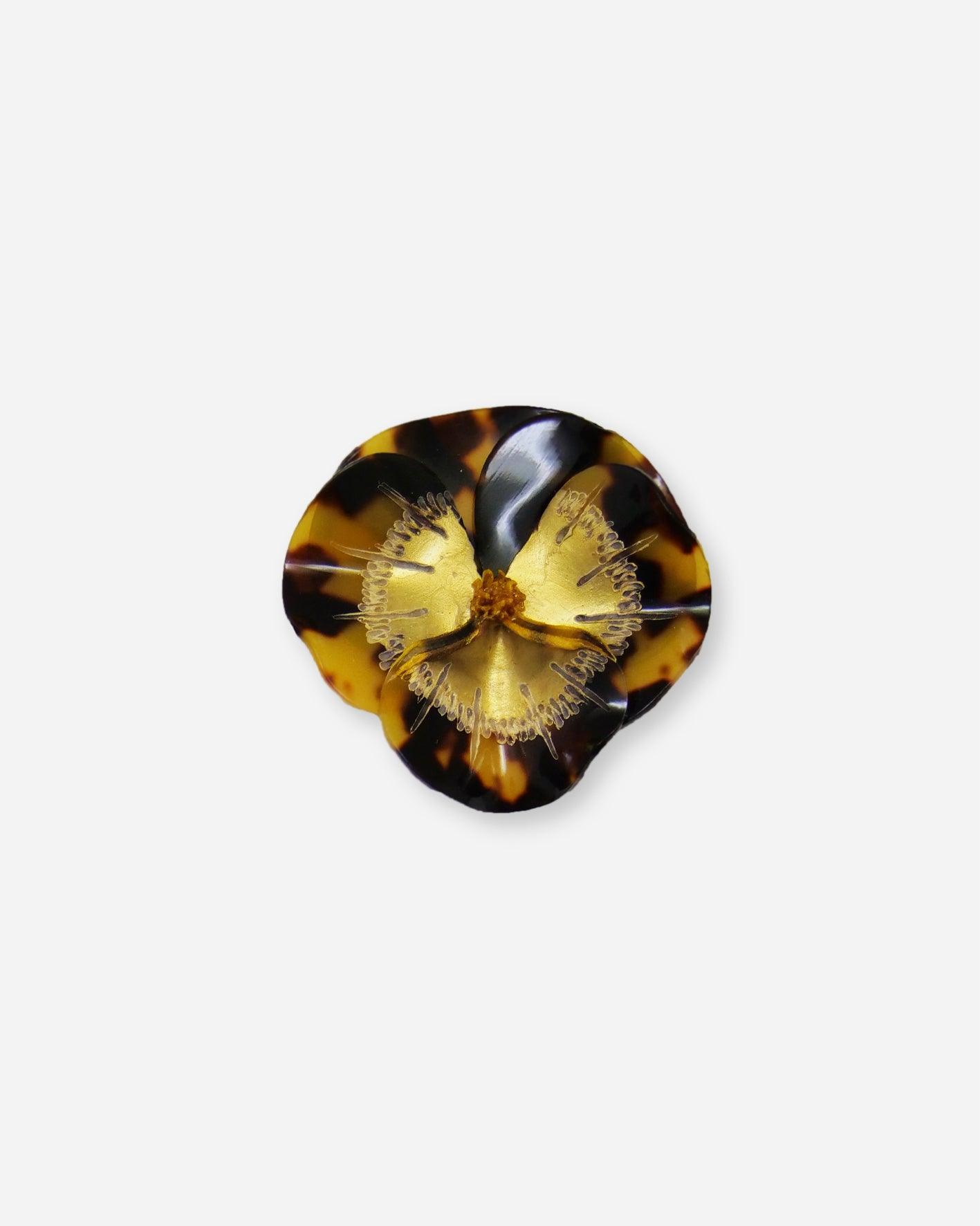 Bijou broche fleur motif léopard