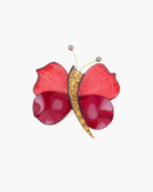 Broche brillante de couleur rouge en forme de papillon 