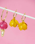 petites boucles d'oreilles sans perles de couleur jaune crea all-groups