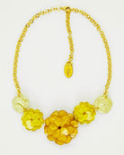 all-groups Collier cinq fleurs jaune avec chaine dorée