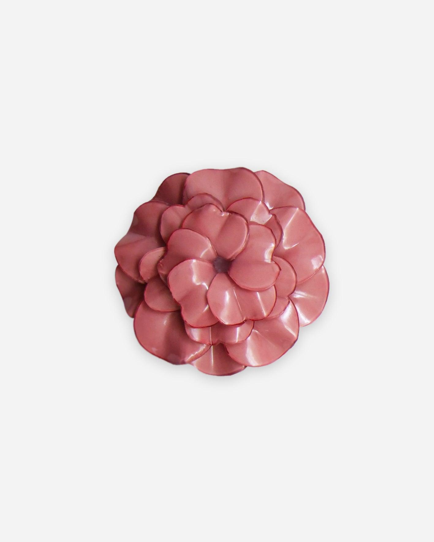 Grande broche geranium rose corail 