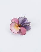 Broche fleur d'iris rose et violette