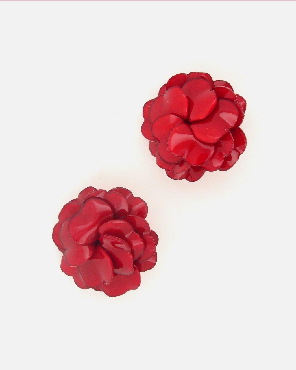 boucles d'oreilles rouges en forme de fleur de géranium