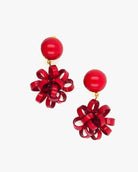 boucles d'oreilles gribouille pendantes de couleur rouge