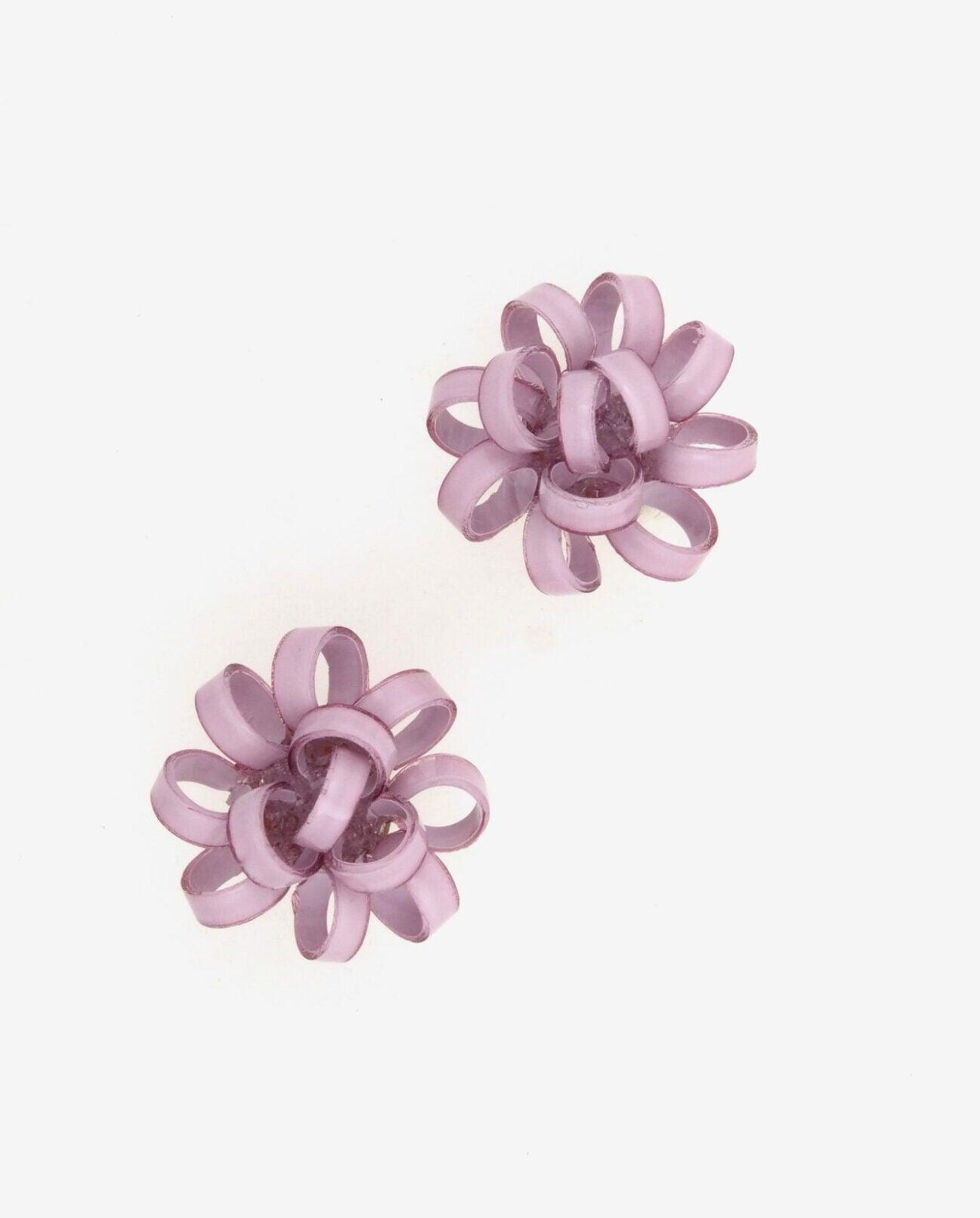 boucles d'oreilles violettes boule ronde élégantes