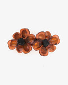 barrette à cheveux composée de 2 fleurs en Émaline de couleur orange