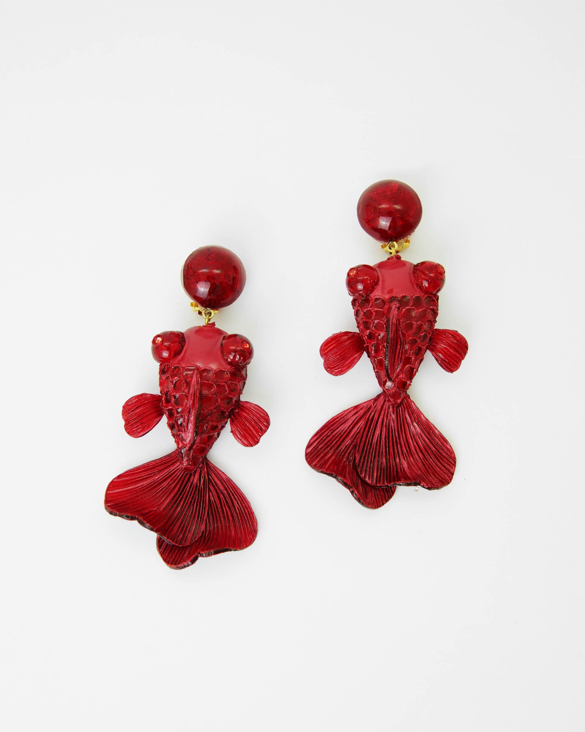 Boucles d'oreilles pendantes koi poisson rouges 