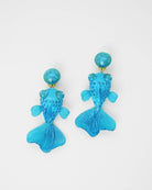 Boucles d'oreilles longues bleu turquoise carpe koï