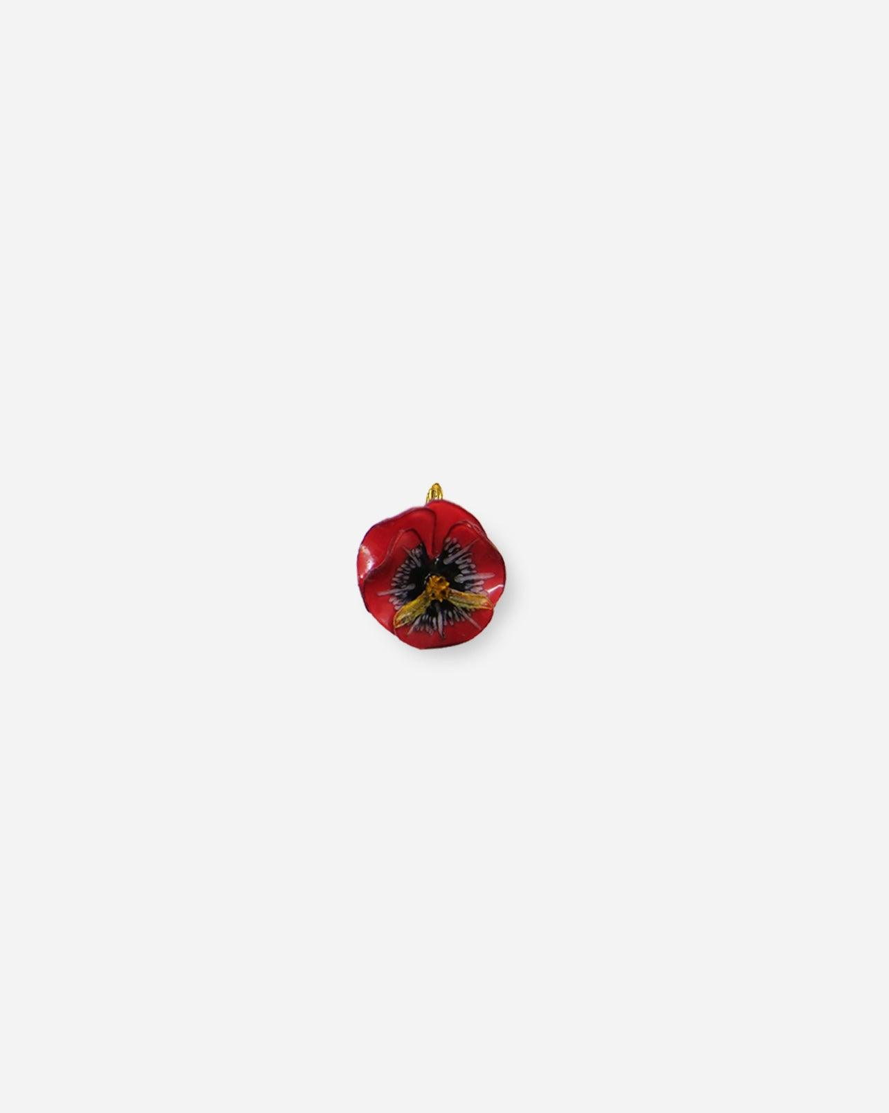 Petit charm's de pendentif rouge en fleur Pensée