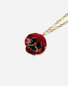 Pendentif rouge fleur avec chaine plaqué or