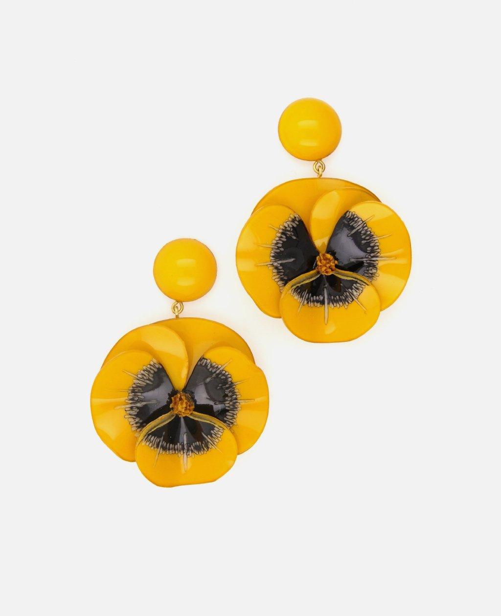 Boucles d'oreilles pendantes jaune fleurs